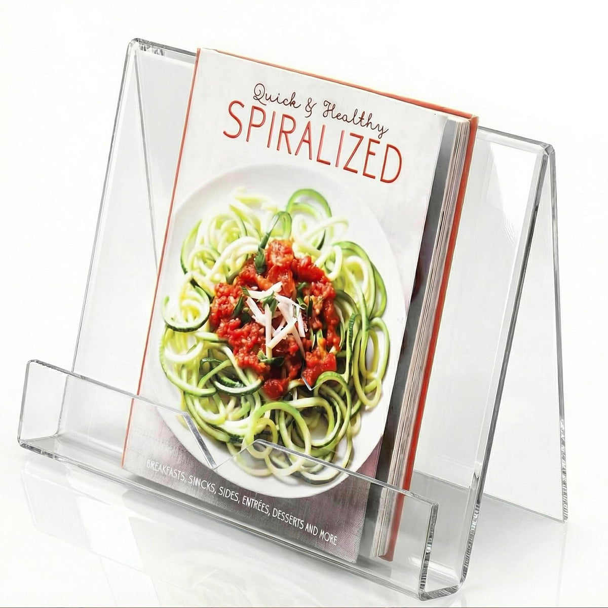 MyGift cookbook stand clear front view shows stable recipe display for easy reading