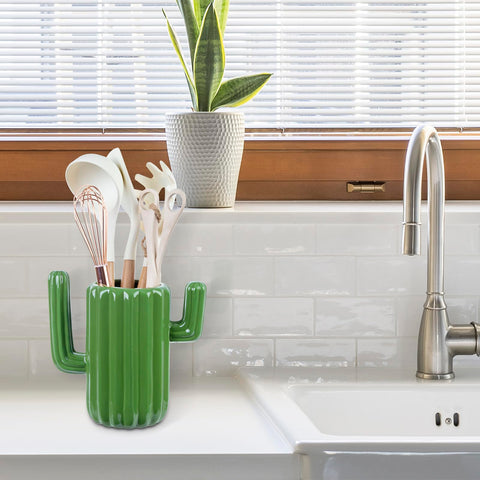 MyGift durable ceramic cactus in a wipe-clean lifestyle photo.