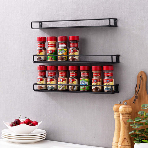 MyGift kitchen spices rack on wall creates a neat spice station.