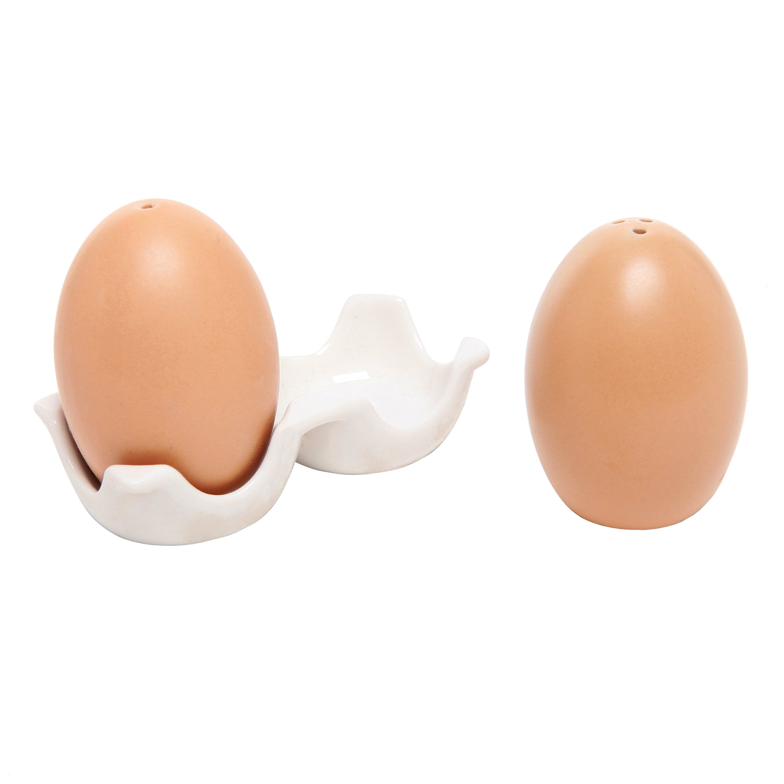 MyGift mini brown egg-shaped shakers ideal for casual table settings.