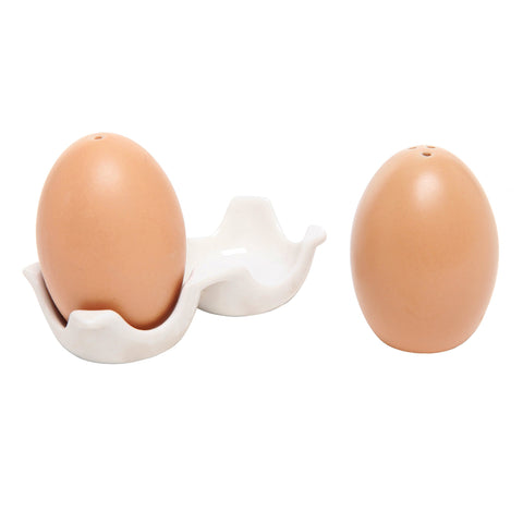 MyGift mini brown egg-shaped shakers ideal for casual table settings.