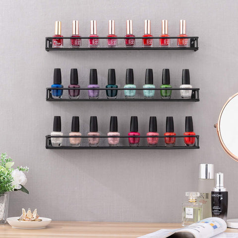 MyGift rail-detail on black shelves improves bottle stability.