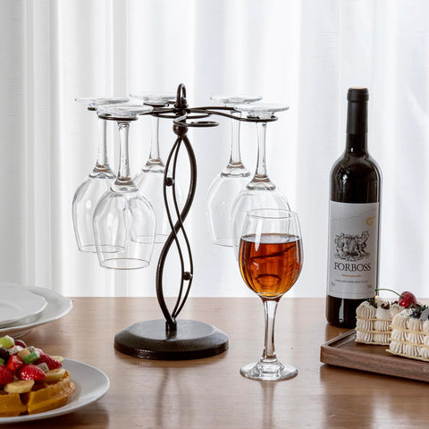 MyGift scrollwork decor enhances glassware presentation on a countertop