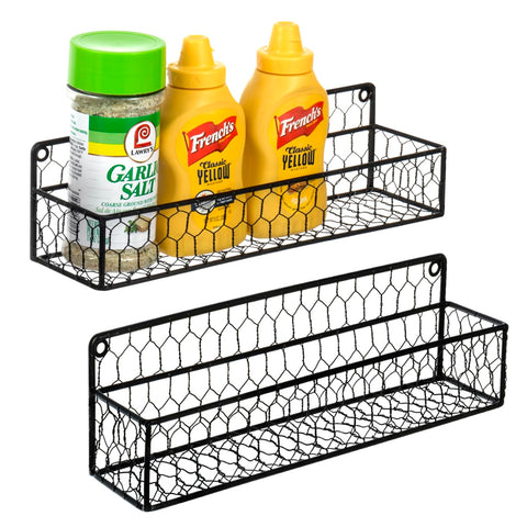MyGift spice rack wall mount setup shows a compact two-shelf arrangement for easy access.