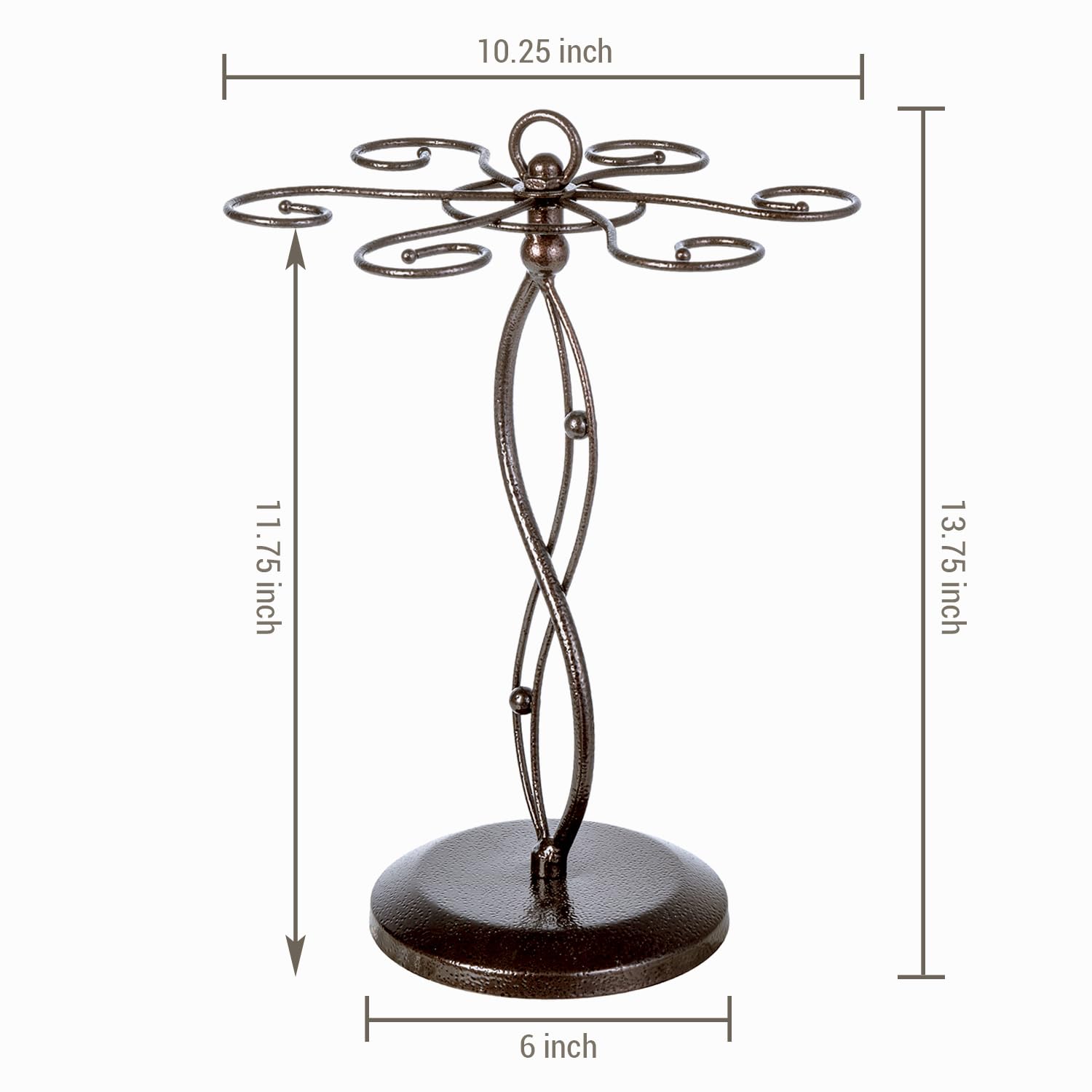 MyGift bronze-based rack provides stable support for stemware