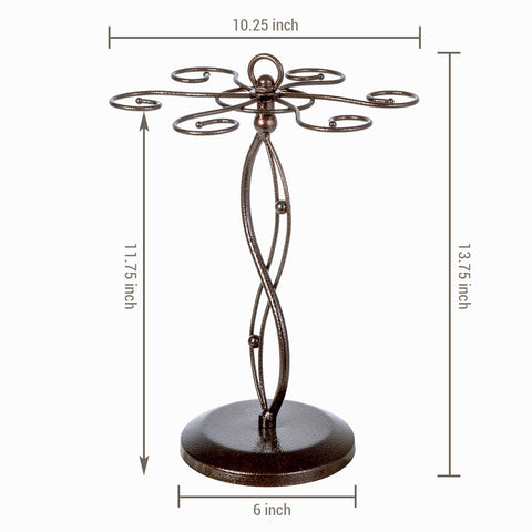 MyGift bronze-based rack provides stable support for stemware