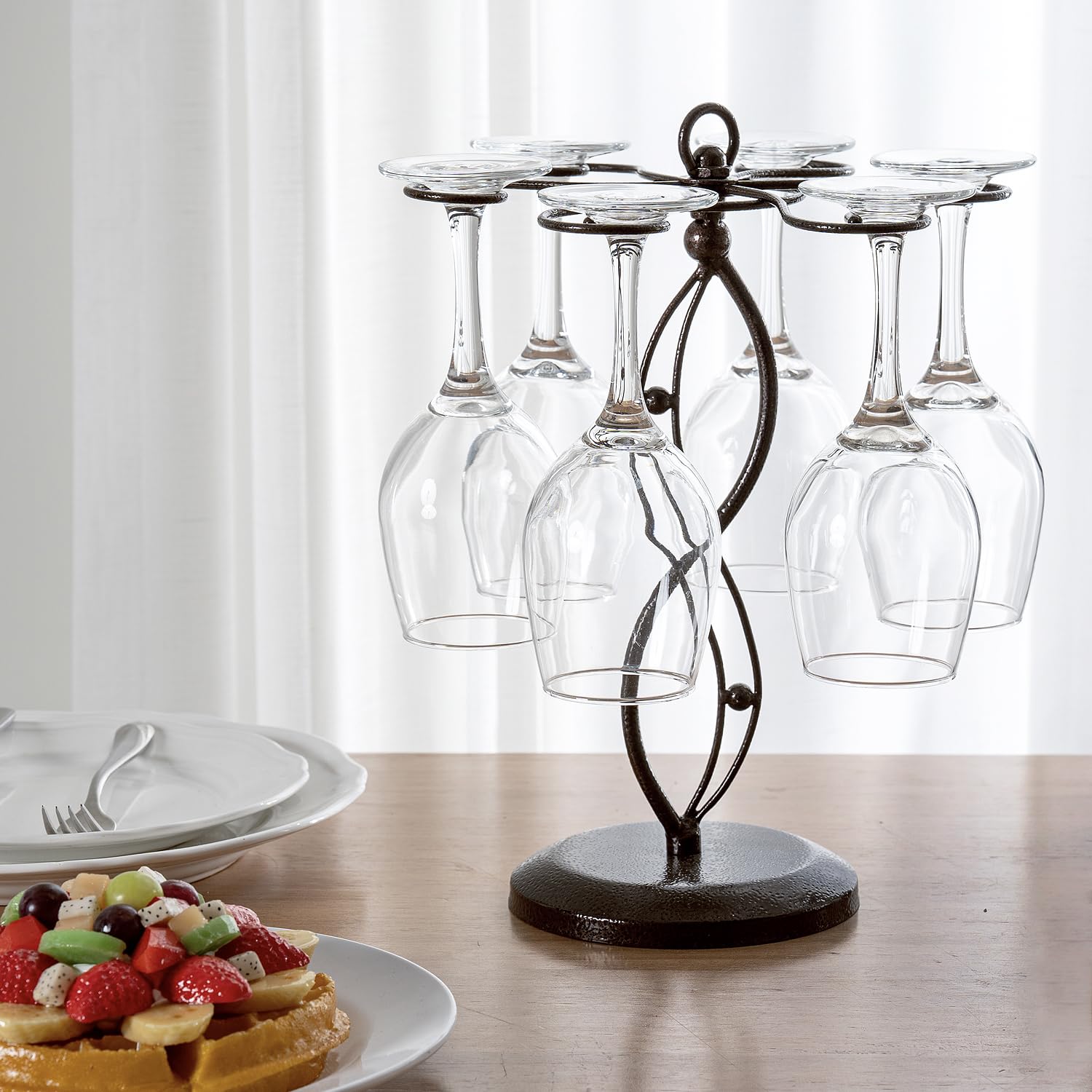 MyGift table-top stemware display in bronze finish for modern spaces