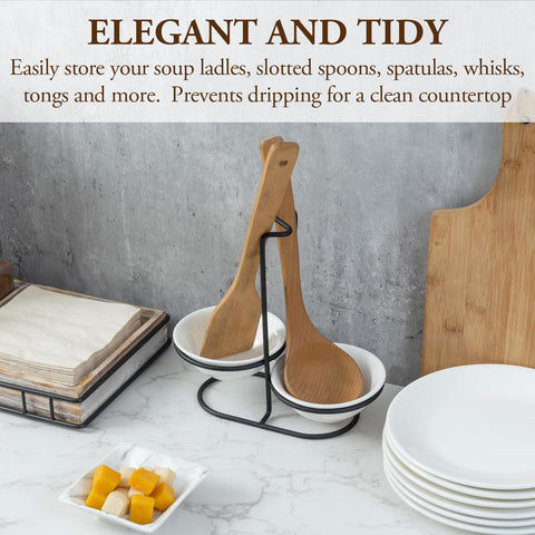 MyGift two ceramic bowls offering versatile utensil storage on the counter