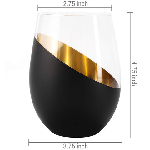 MyGift wedding-friendly stemless glasses with glossy bottom accent for celebrations.