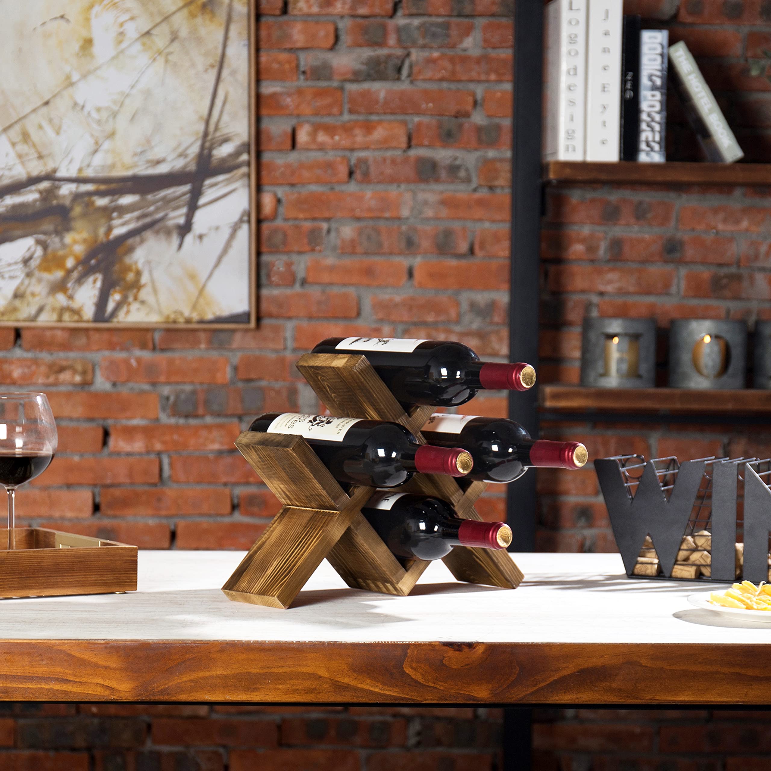 MyGift X-frame pattern provides stylish stability for bottles.