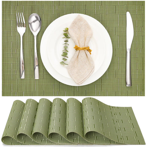 Myir JUN placemats in green weave texture protect tabletops