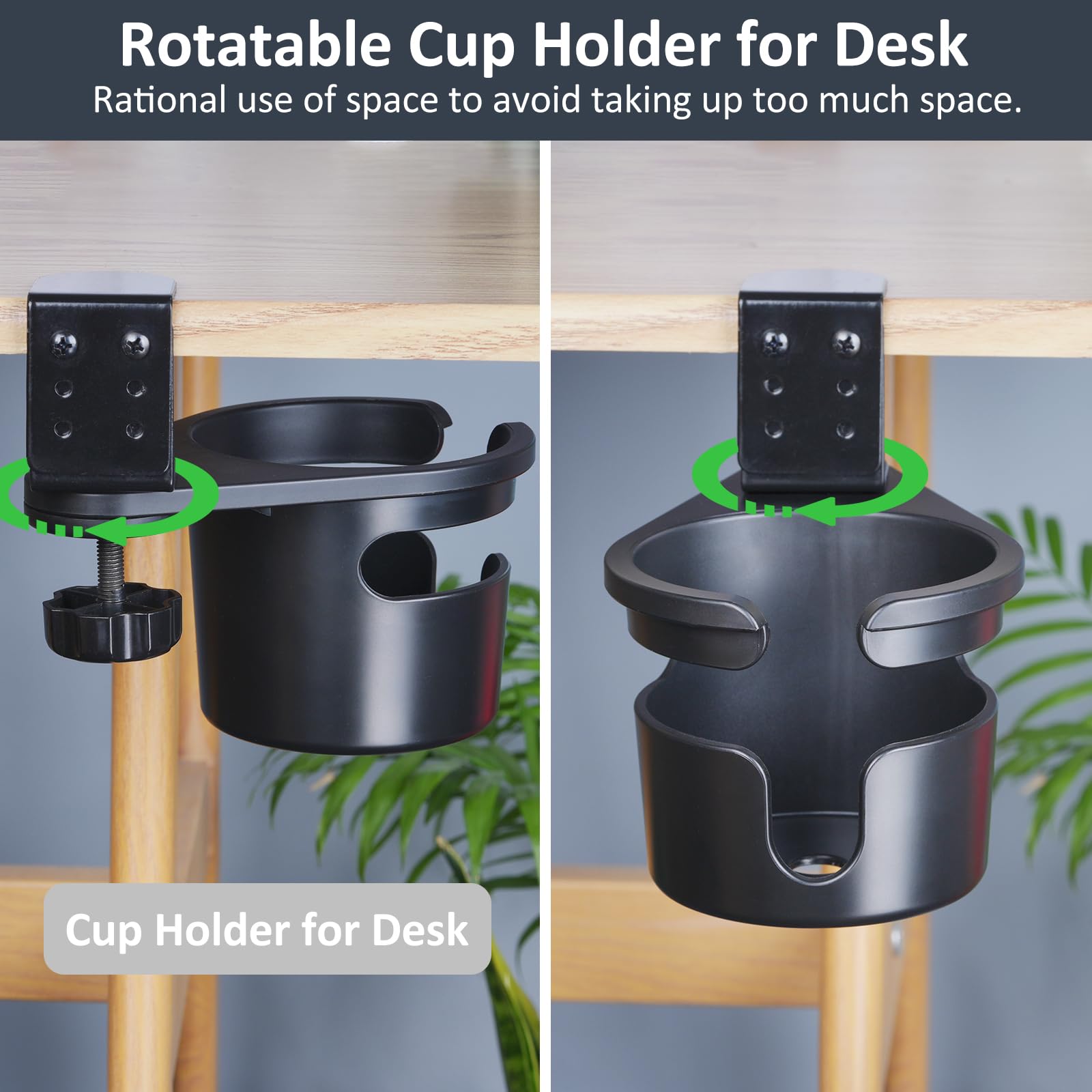 MYITYARD adjustable-height cup holder fits varying desk thickness