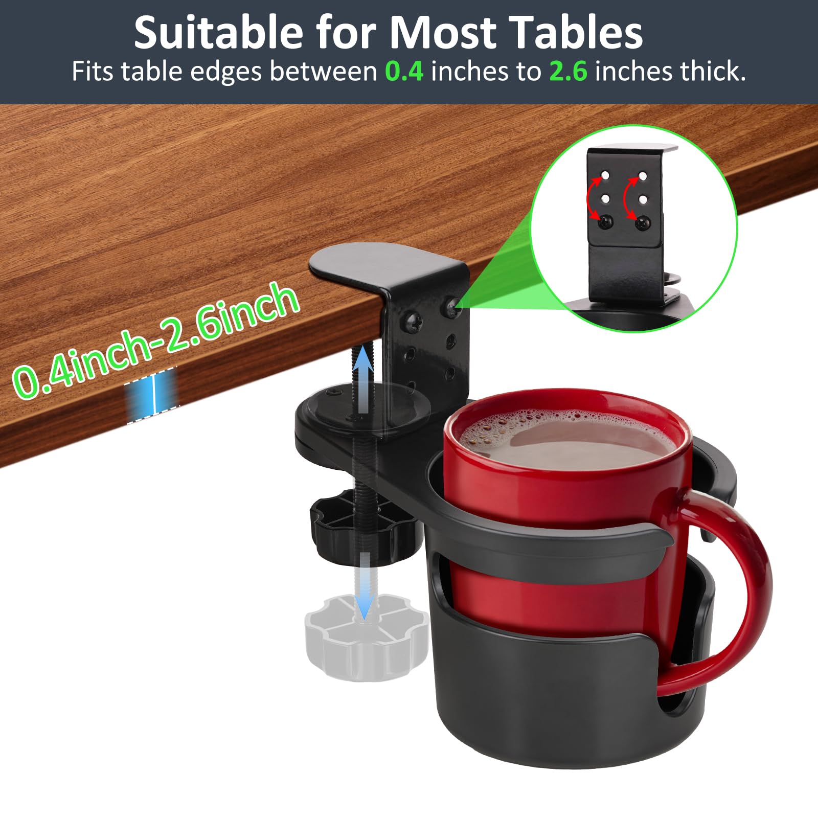 MYITYARD adjustable edge-mount mug storage on a desk