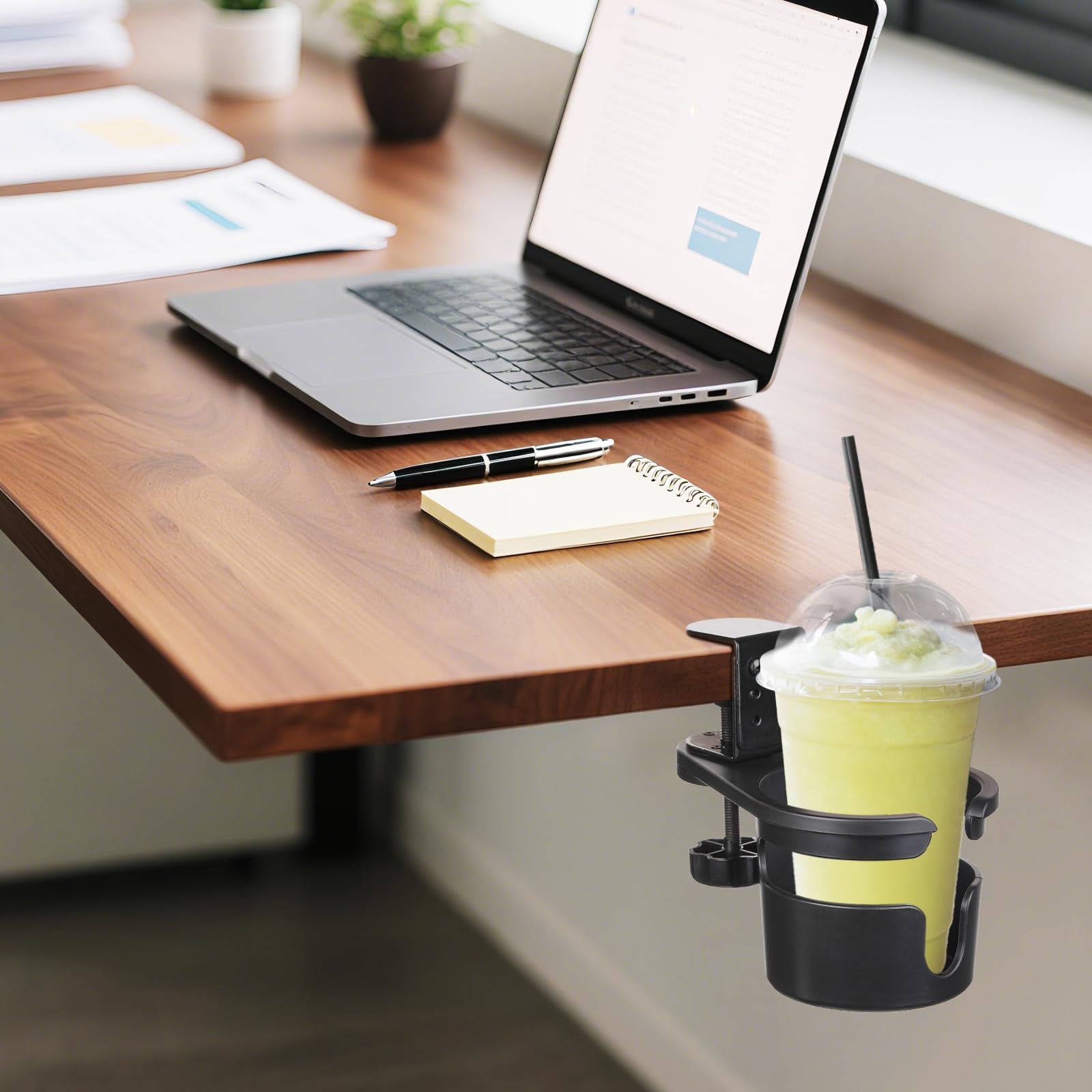 MYITYARD space-saving desk accessory keeps beverages off surface