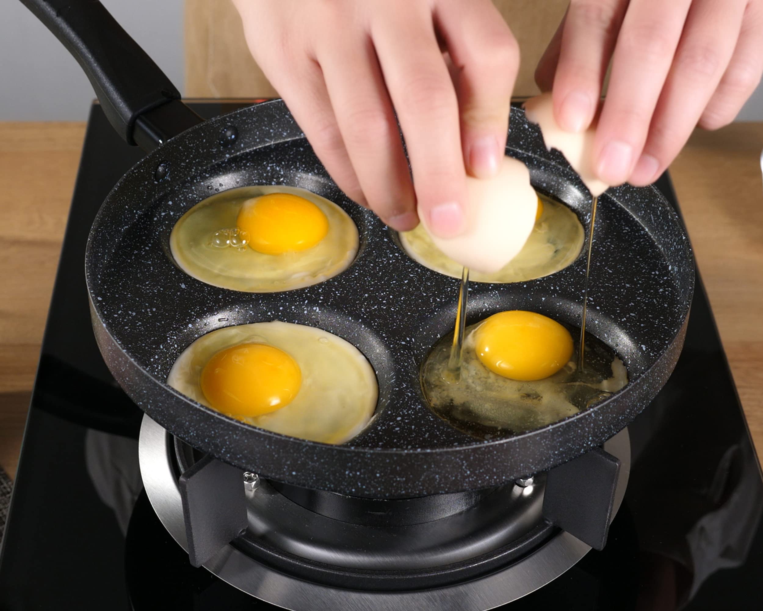 MyLifeUNIT Egg Pan with spatula included for convenient breakfasts.