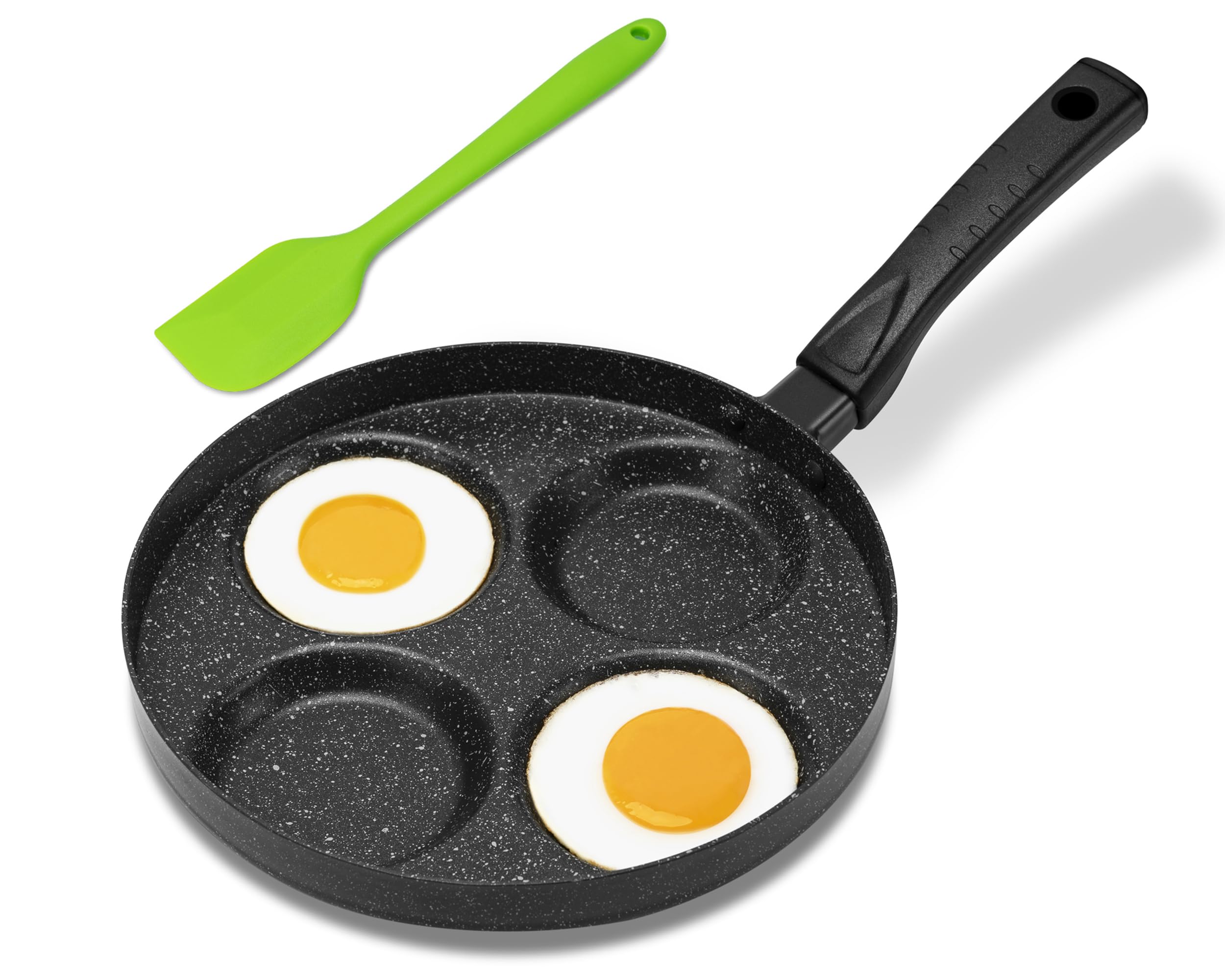 MyLifeUNIT Aluminum 4-Cup Egg Pan top view shows even heat distribution for perfect eggs.