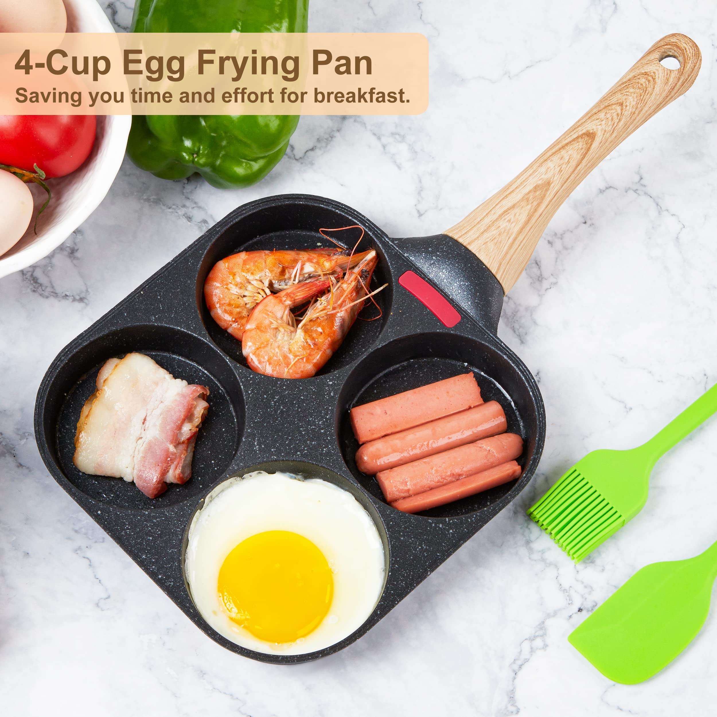 MyLifeUNIT Egg Frying Pan with spatula and oil brush for easy, mess-free frying