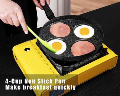 MyLifeUNIT egg pan with cool Bakelite handle for safe handling.