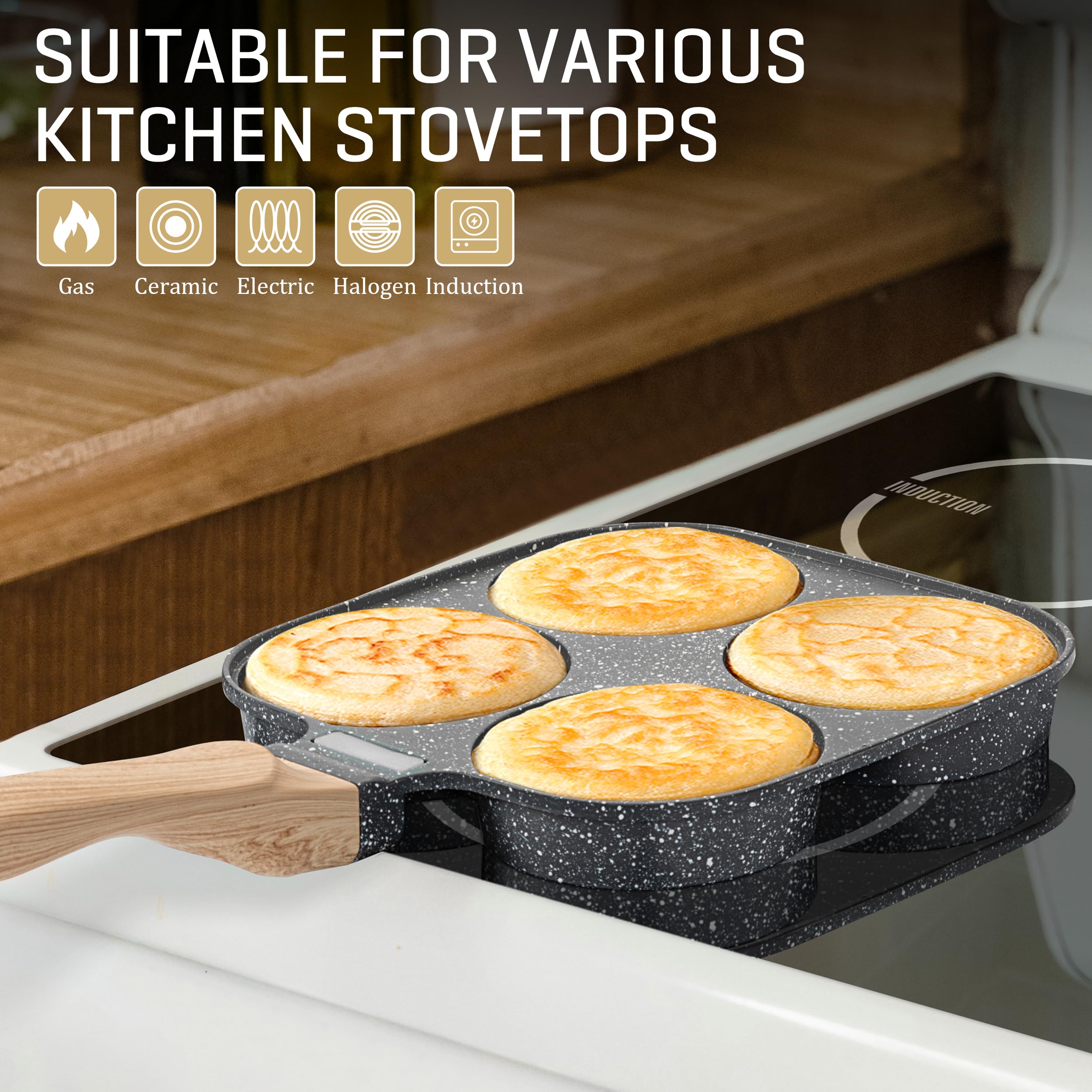MyLifeUNIT egg pan extended bottom design ensures rapid, even heat distribution.