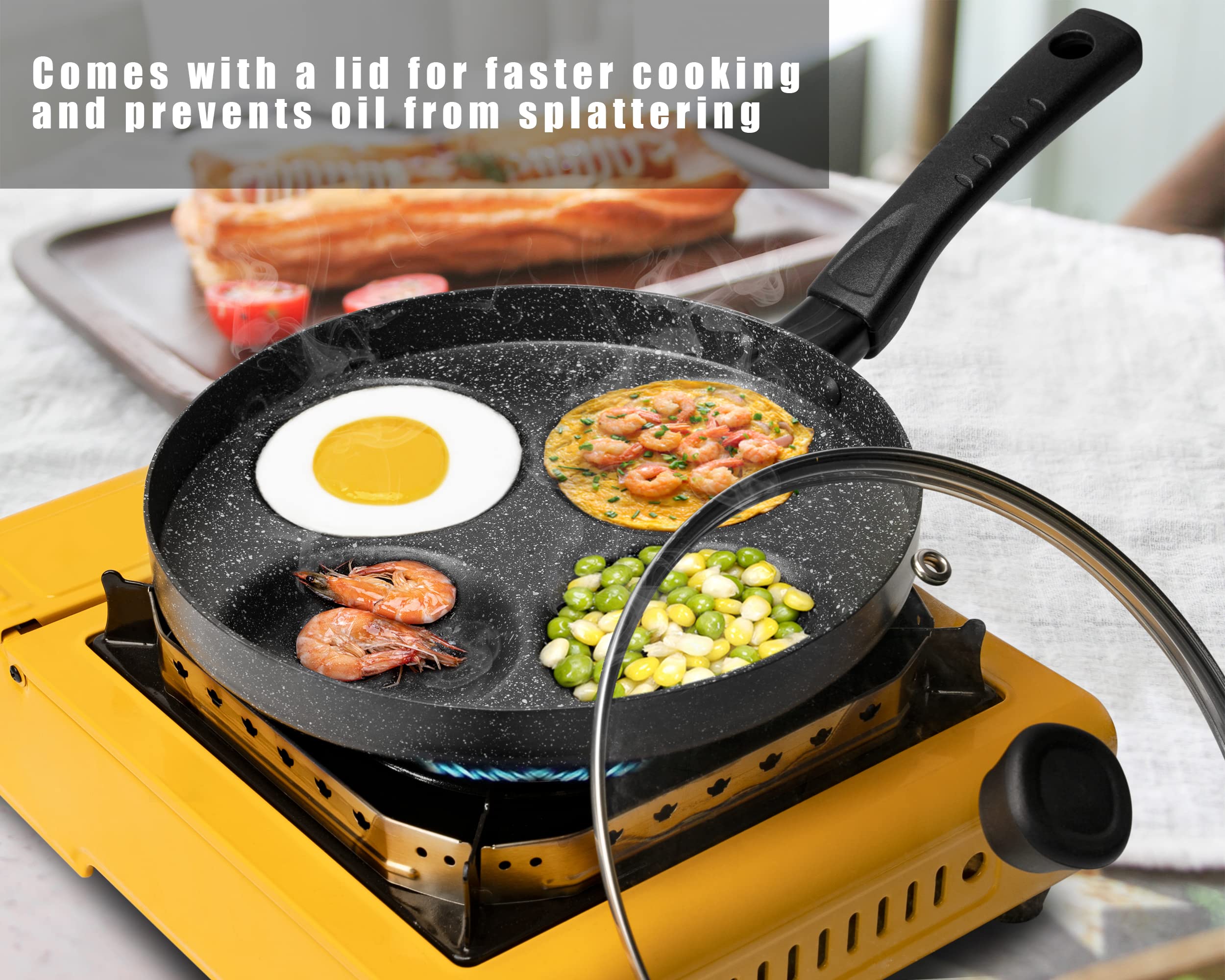 MyLifeUNIT egg pan includes a spatula for precise frying.