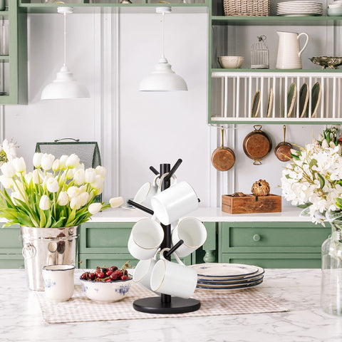 MyLifeUNIT mug holder tree features anti-slip pads to protect surfaces.
