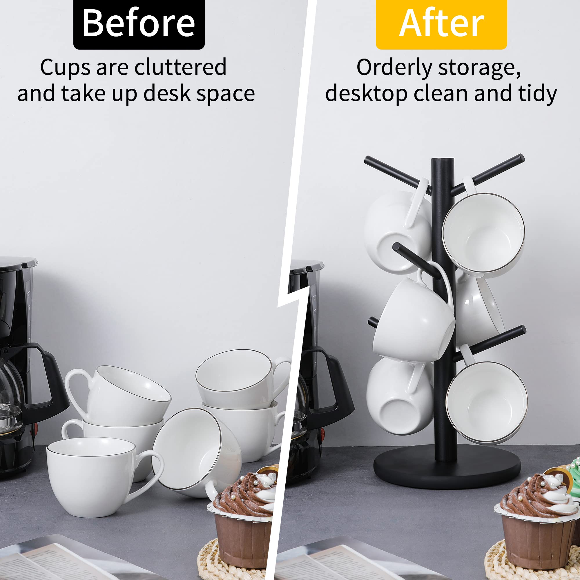 MyLifeUNIT mug holder tree doubles as a donut stand or jewelry hanger for versatility.