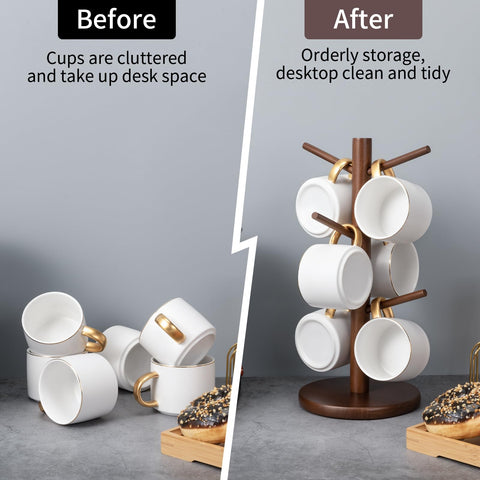 MylifeUNIT mug holder tree displayed on a countertop for easy reach.