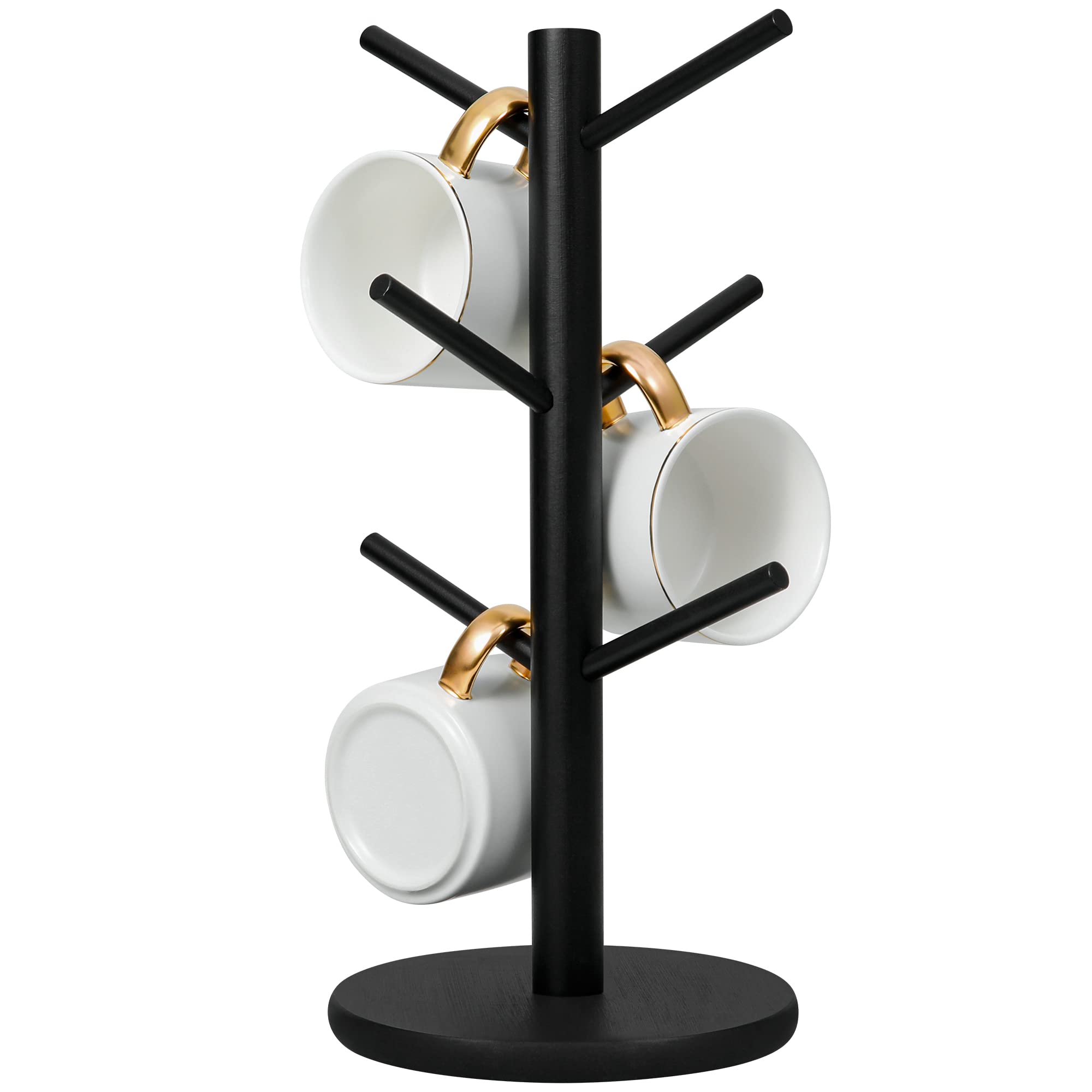 MyLifeUNIT mug holder tree six hooks keeps mugs organized and air-dried after washing.