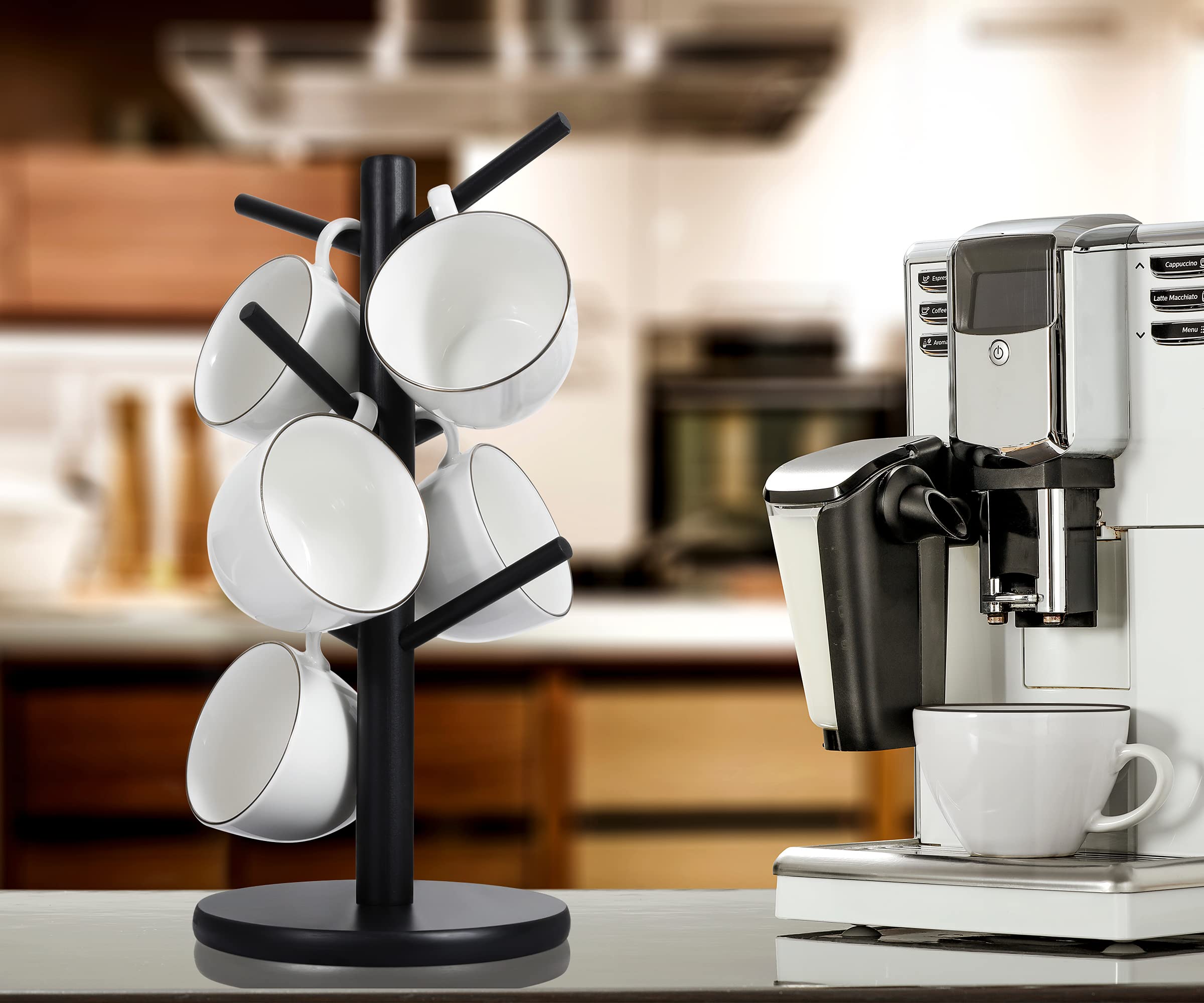 MyLifeUNIT mug holder tree sturdy design supports heavy cups on countertops with anti-slip feet.
