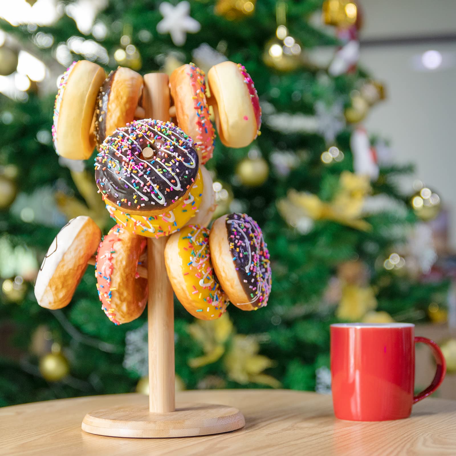 MyLifeUNIT mug holder tree yellow kitchen display with six hooks.