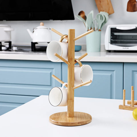 MyLifeUNIT mug holder tree yellow side view highlighting sturdy design.