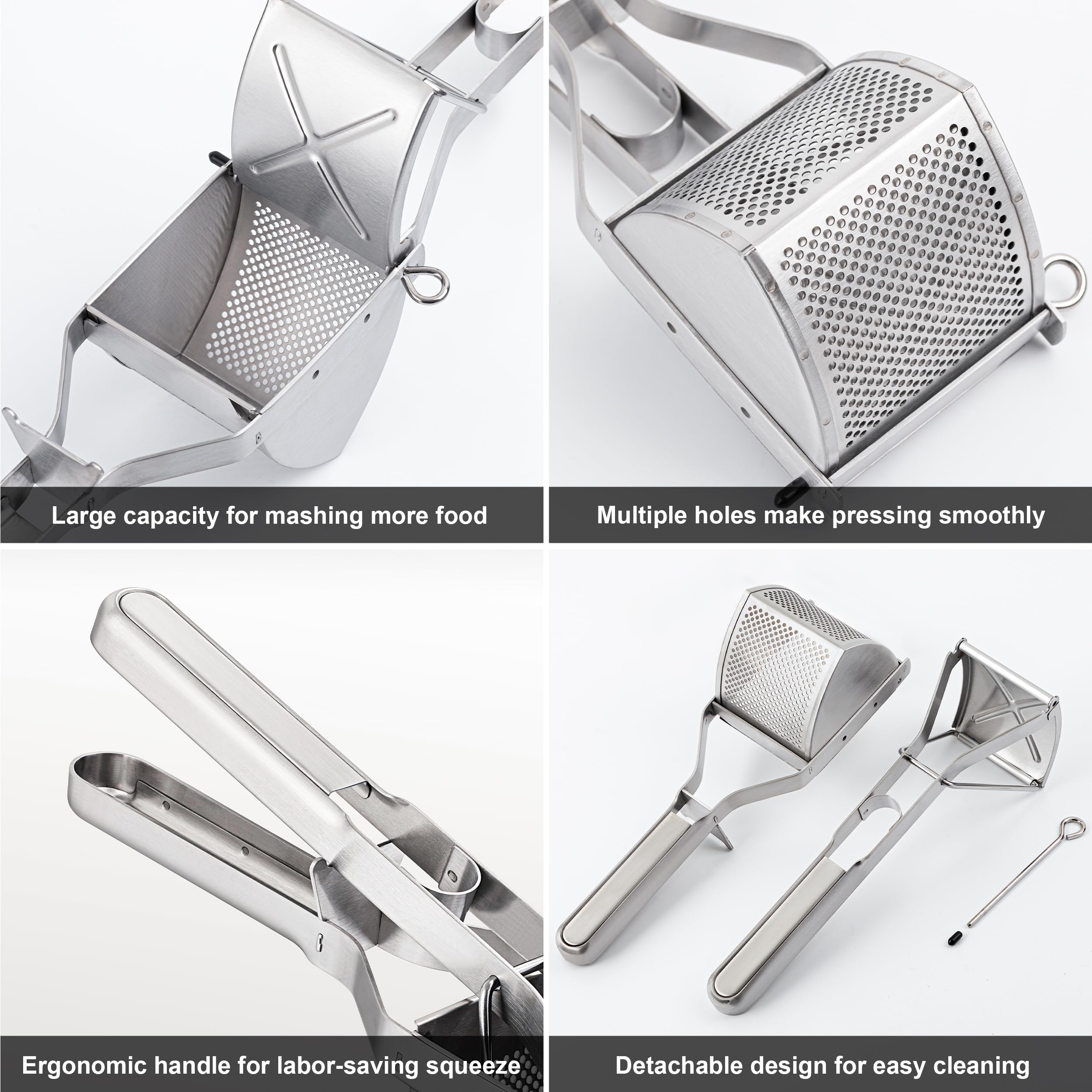 MyLifeUNIT potato ricer extended-handle in action for easy leverage.