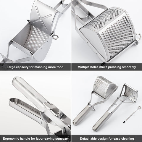 MyLifeUNIT potato ricer extended-handle in action for easy leverage.