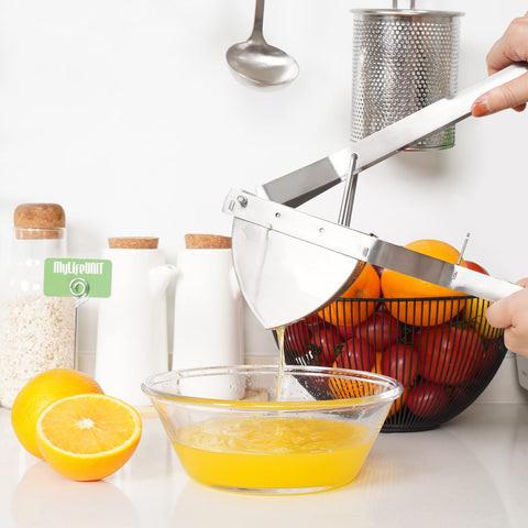 MyLifeUNIT ricer used to mash carrots and sweet potatoes for versatile prep.