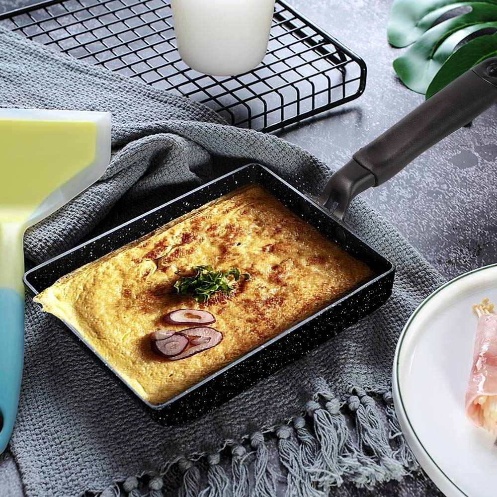 MyLifeUNIT Tamagoyaki Pan after cooking, easy cleaning and storage.