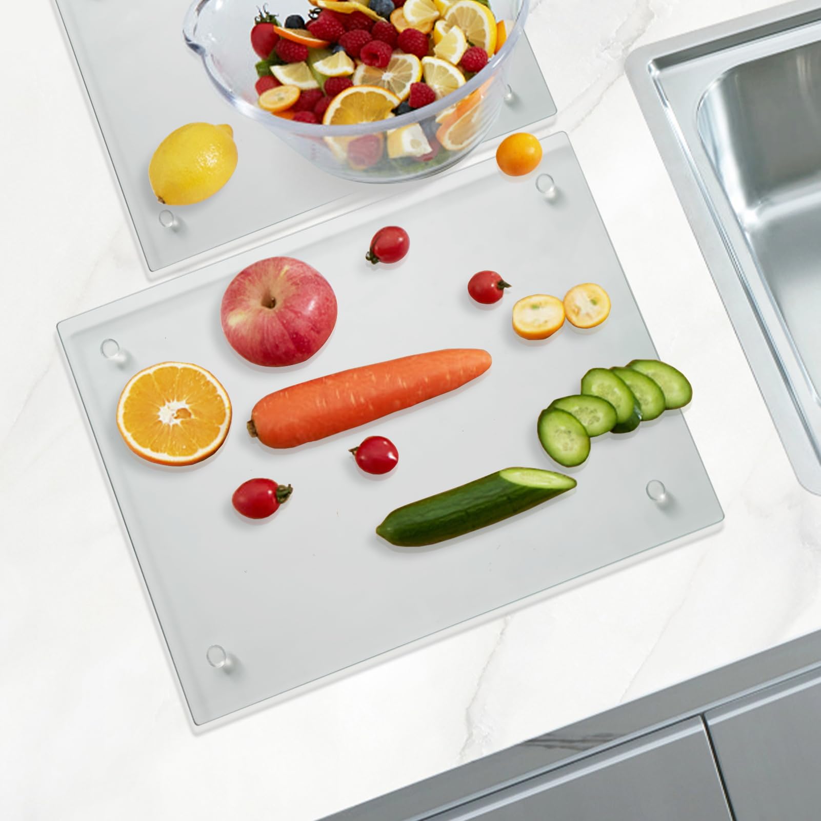 Mymonfif heat resistant glass cutting board withstands hot pots.