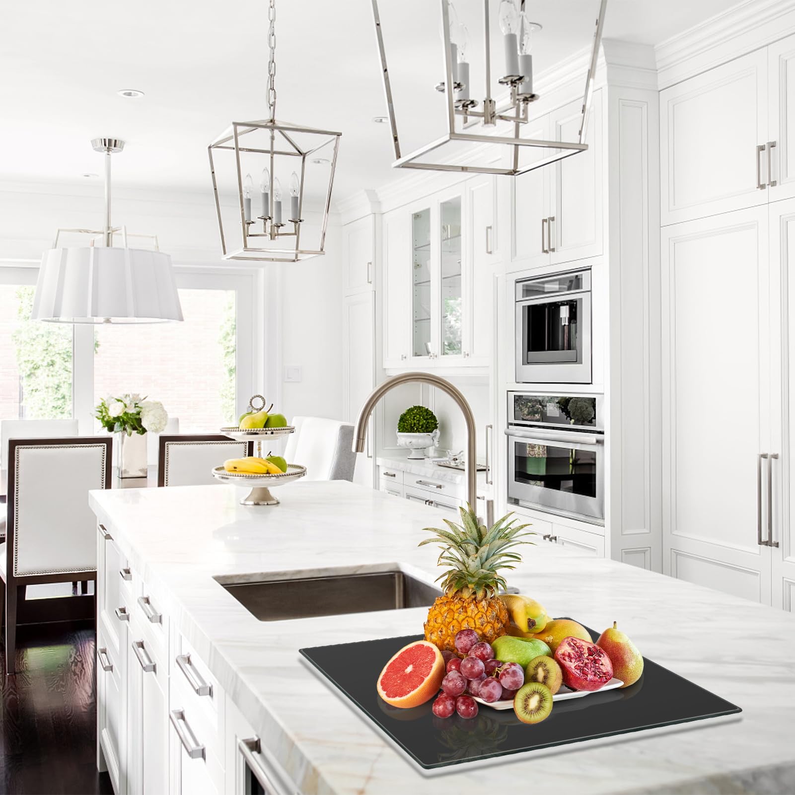 Mymonfif cutting board protects countertops when handling hot pots.