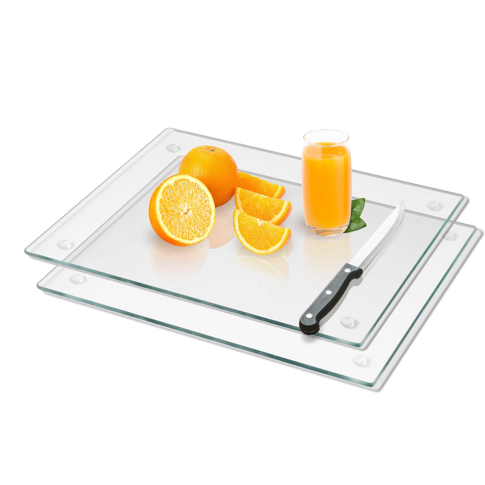 Mymonfif tempered glass cutting board front view, clear and durable for everyday food prep