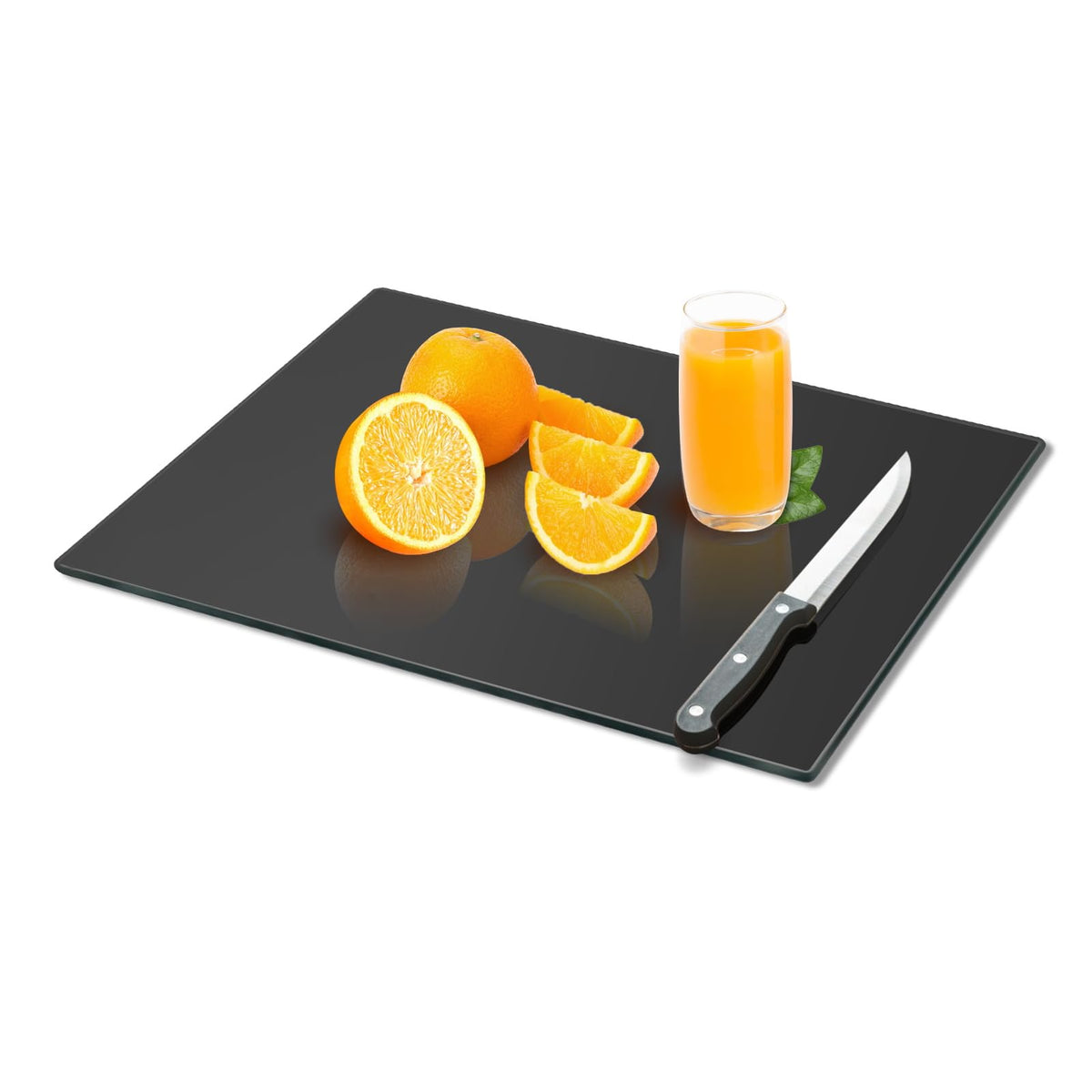 Mymonfif tempered glass cutting board highlights heat resistance for hot pots.