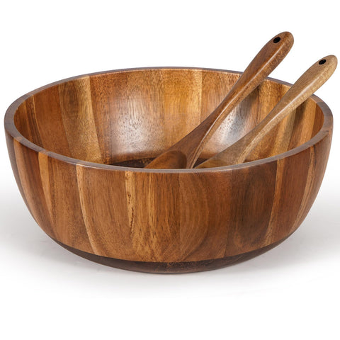 MYRAINBOW acacia salad bowl 11.8 inch displaying natural grain for stylish family meals