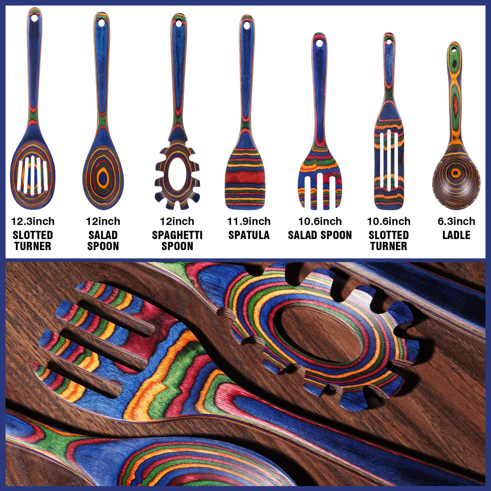 MYRAINBOW wooden spoons showing rich grain for gentle stirring