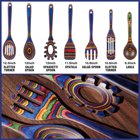 MYRAINBOW wooden spoons showing rich grain for gentle stirring