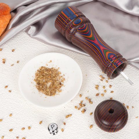 MYRAINBOW 7-inch pepper mill ready for refills and spice versatility