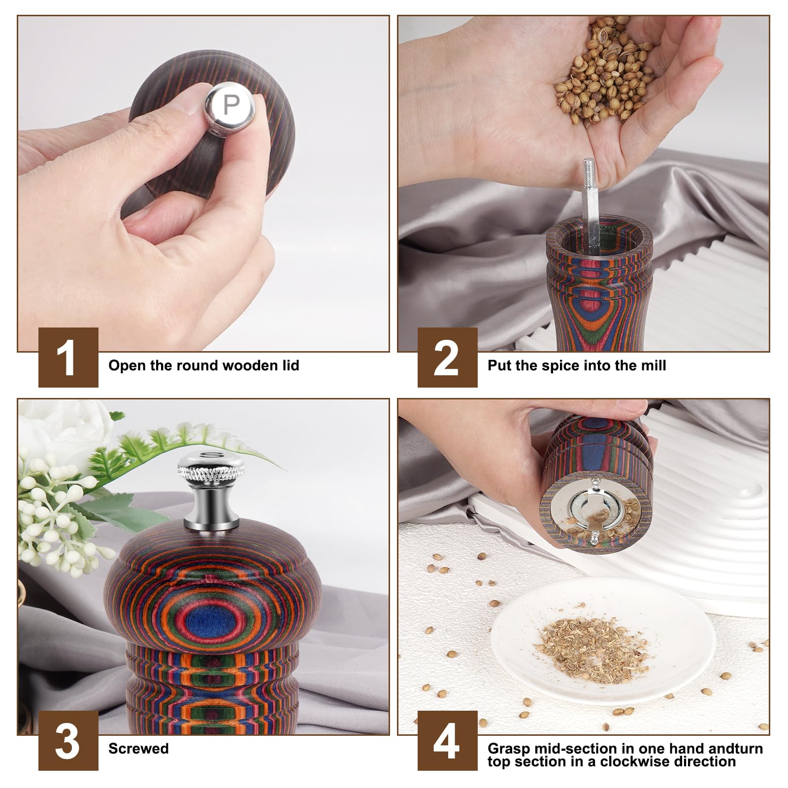 MYRAINBOW pakkawood grinder shows a durable design and comfortable grip