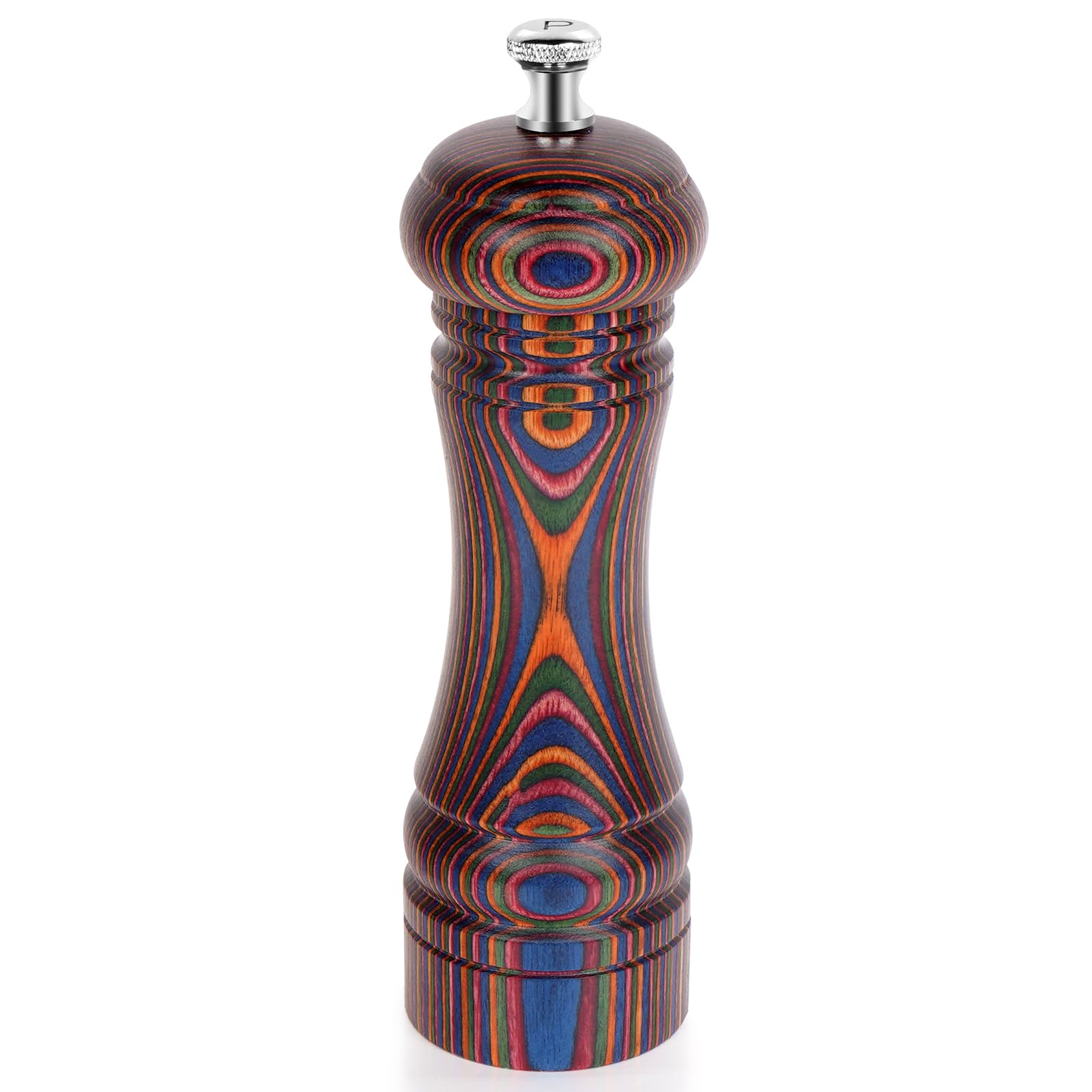 MYRAINBOW pepper mill with teak finish and adjustable dial for precise coarseness