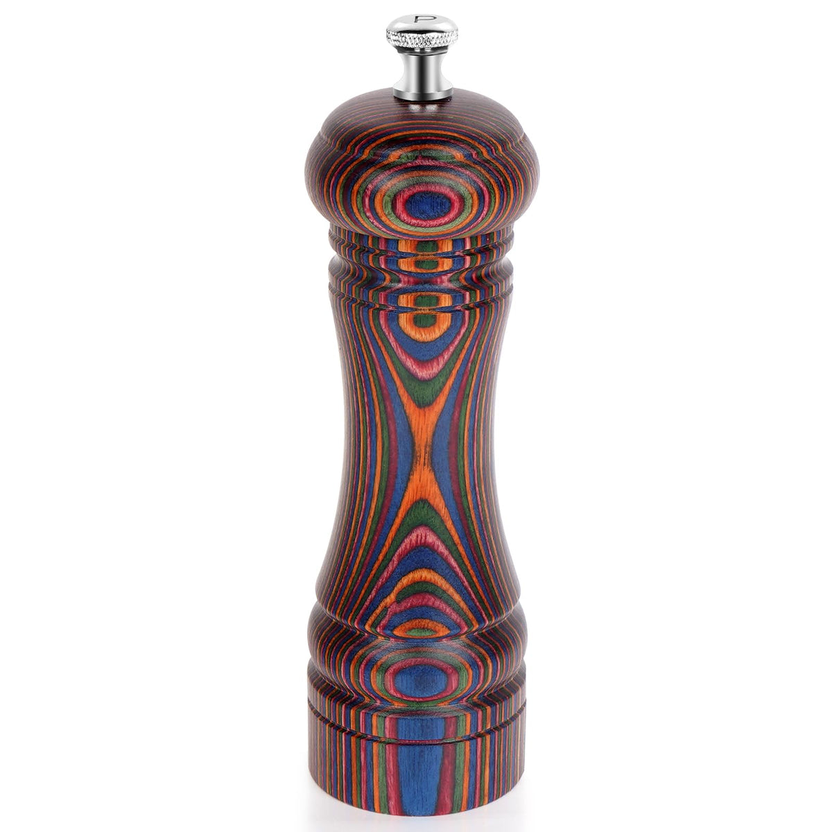MYRAINBOW pepper mill with teak finish and adjustable dial for precise coarseness