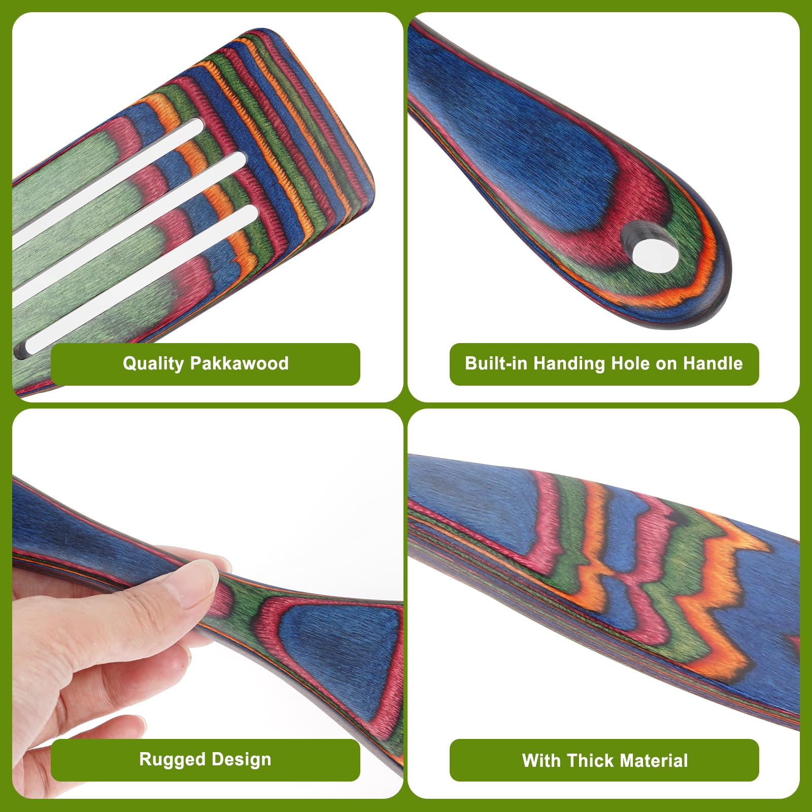 MYRAINBOW pakkawood utensils withstand high heat for safe nonstick use