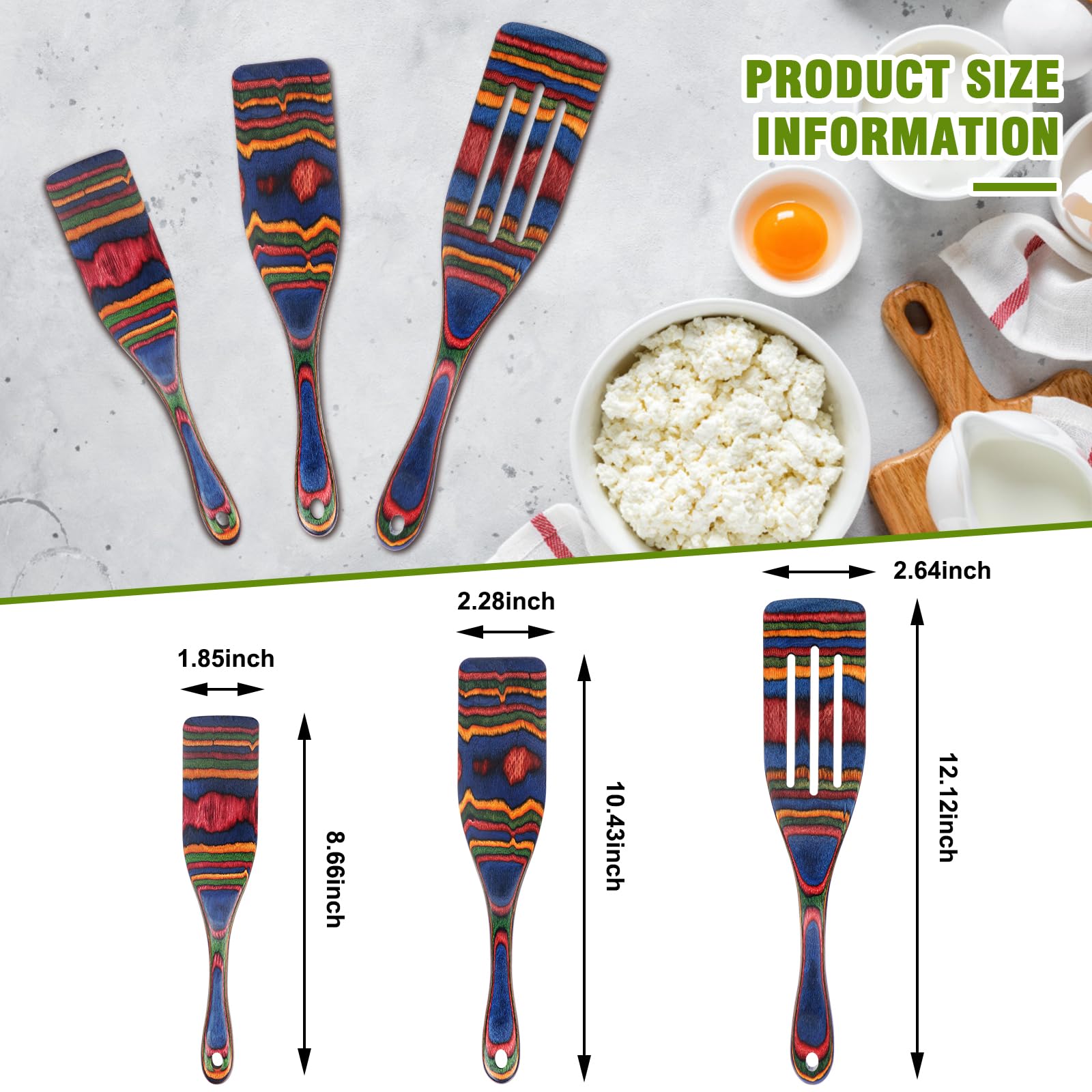 MYRAINBOW wooden spatula and spoon in rich pakkawood finish for easy cooking