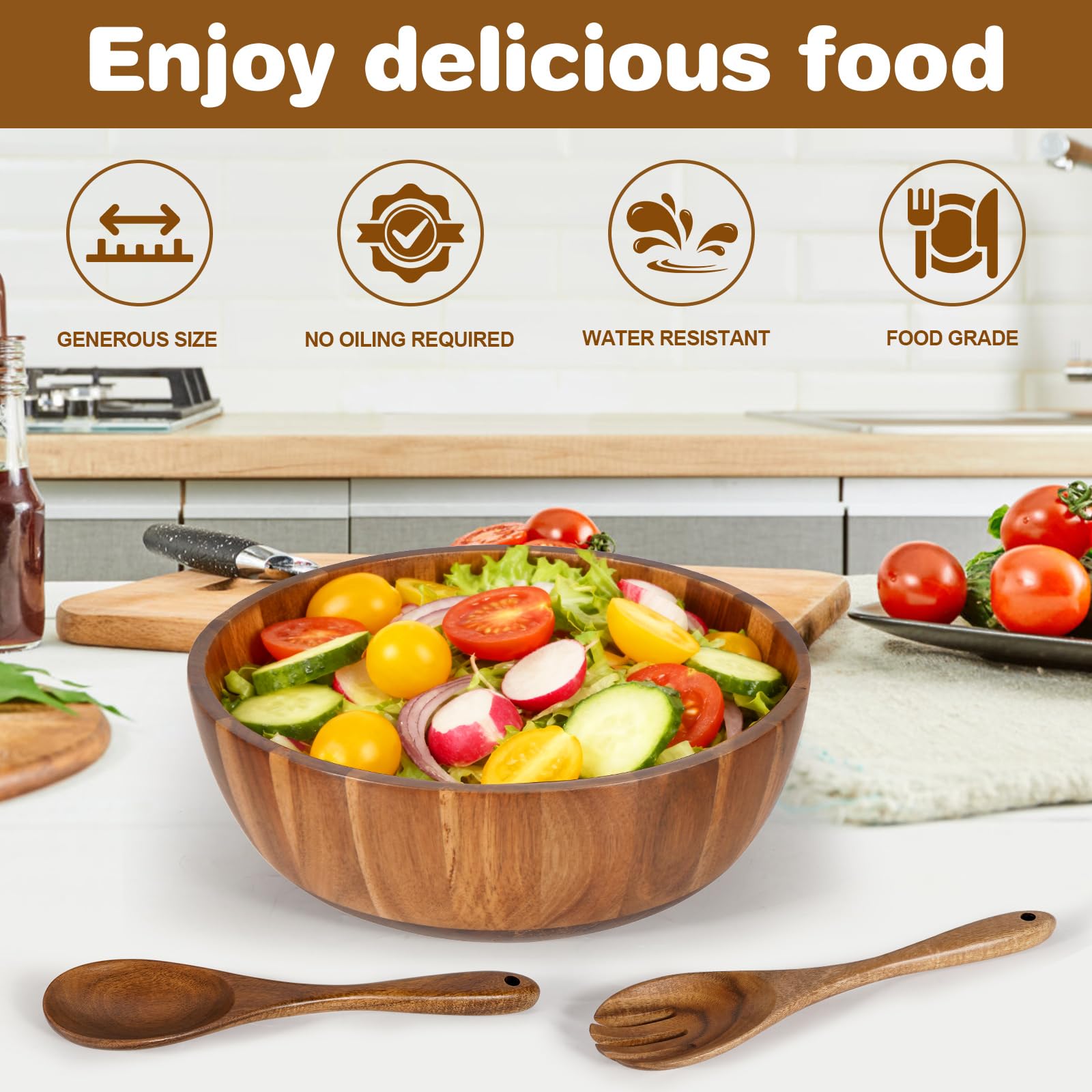 MYRAINBOW wooden fork designed for comfortable family-style serving