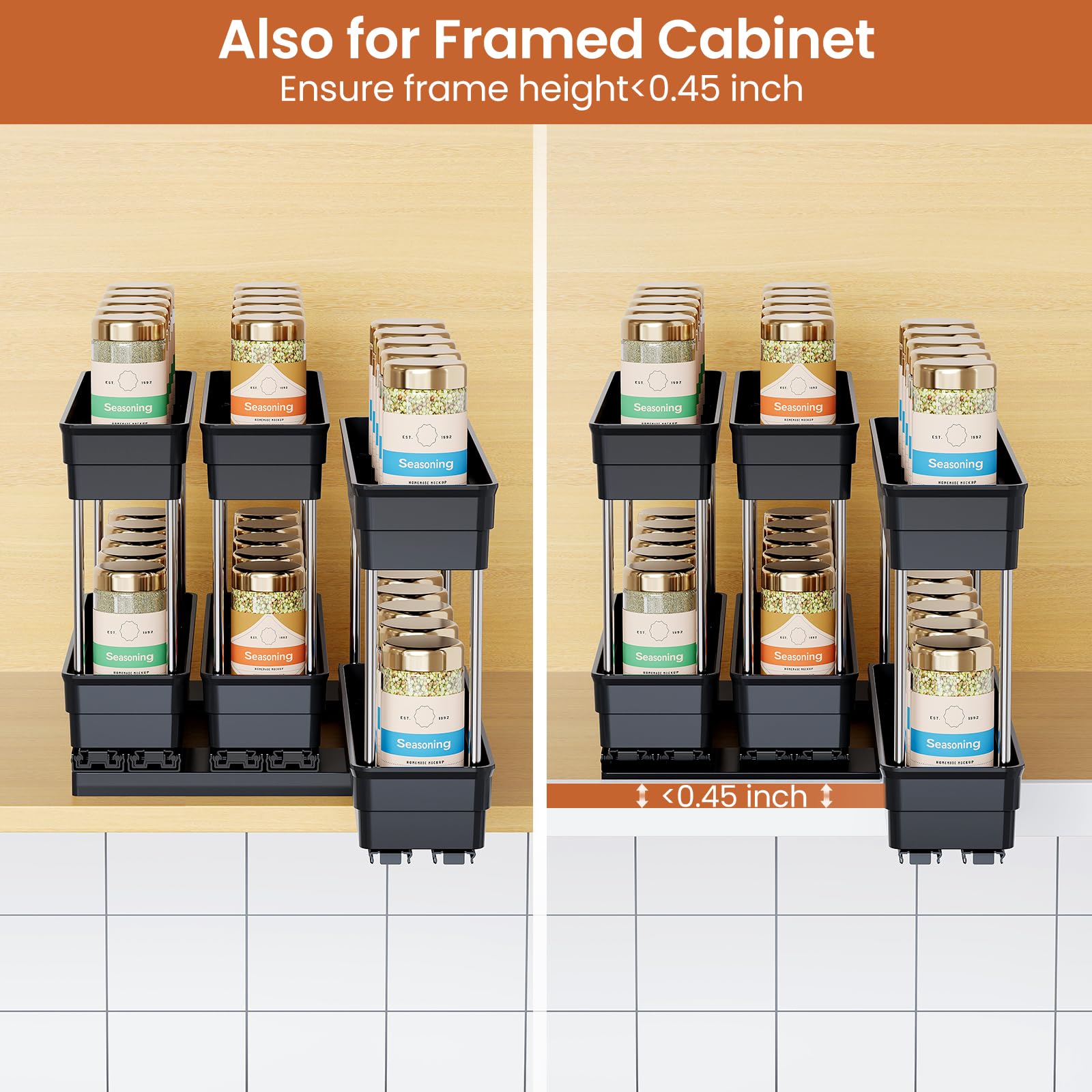 Mystozer two-tier spice rack keeps spices organized and accessible
